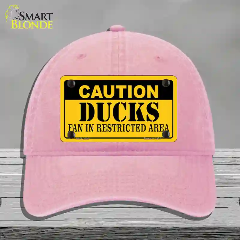 Caution Ducks Novelty License Plate Hat Unconstructed Cotton / Pink