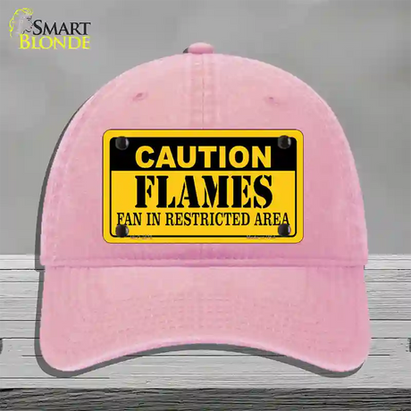 Caution Flames Novelty License Plate Hat Unconstructed Cotton / Pink