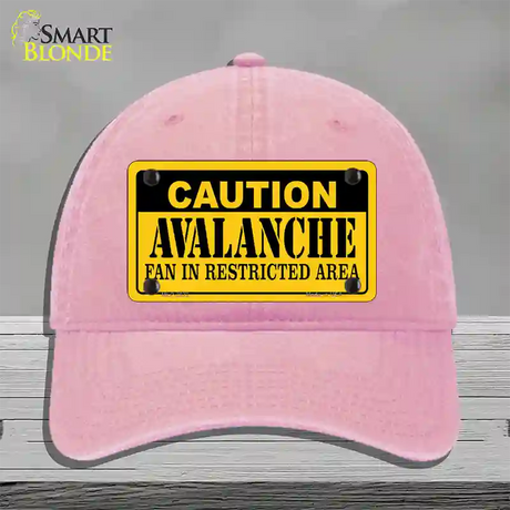 Caution Avalanche Novelty License Plate Hat Unconstructed Cotton / Pink