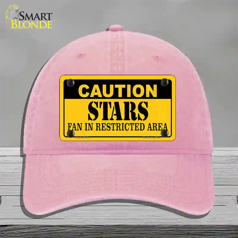 Caution Stars Novelty License Plate Hat Unconstructed Cotton / Pink