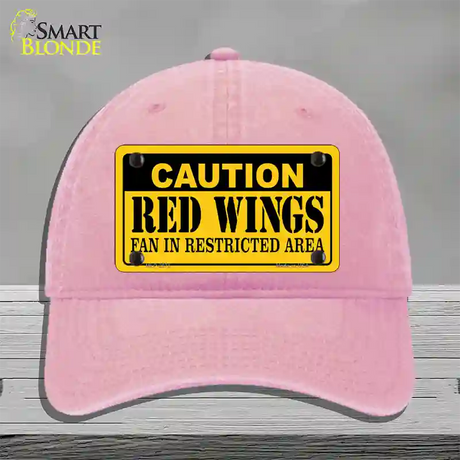 Caution Red Wings Novelty License Plate Hat Unconstructed Cotton / Pink