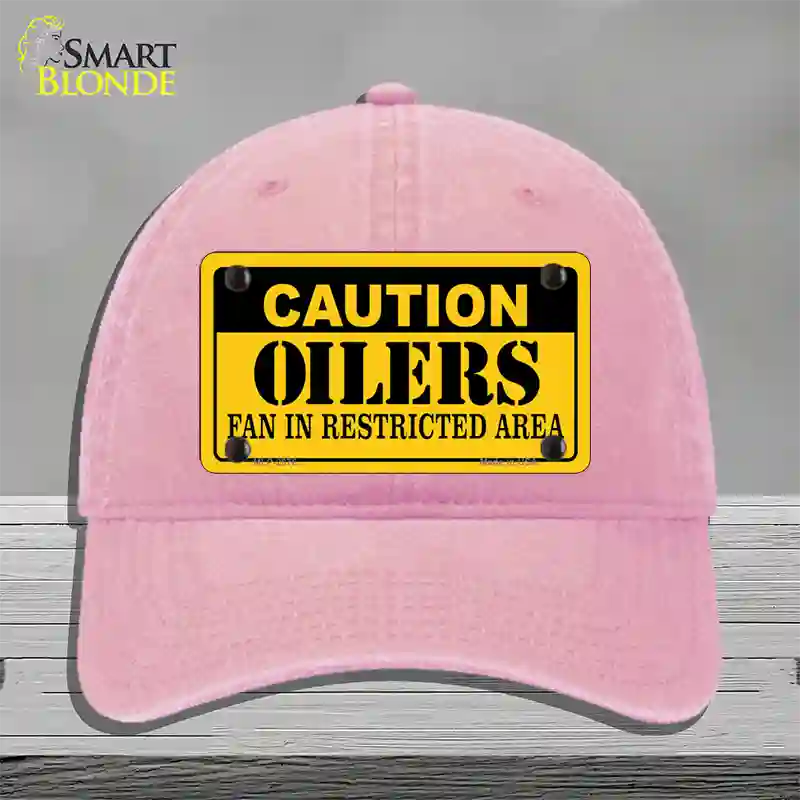 Caution Oilers Novelty License Plate Hat Unconstructed Cotton / Pink