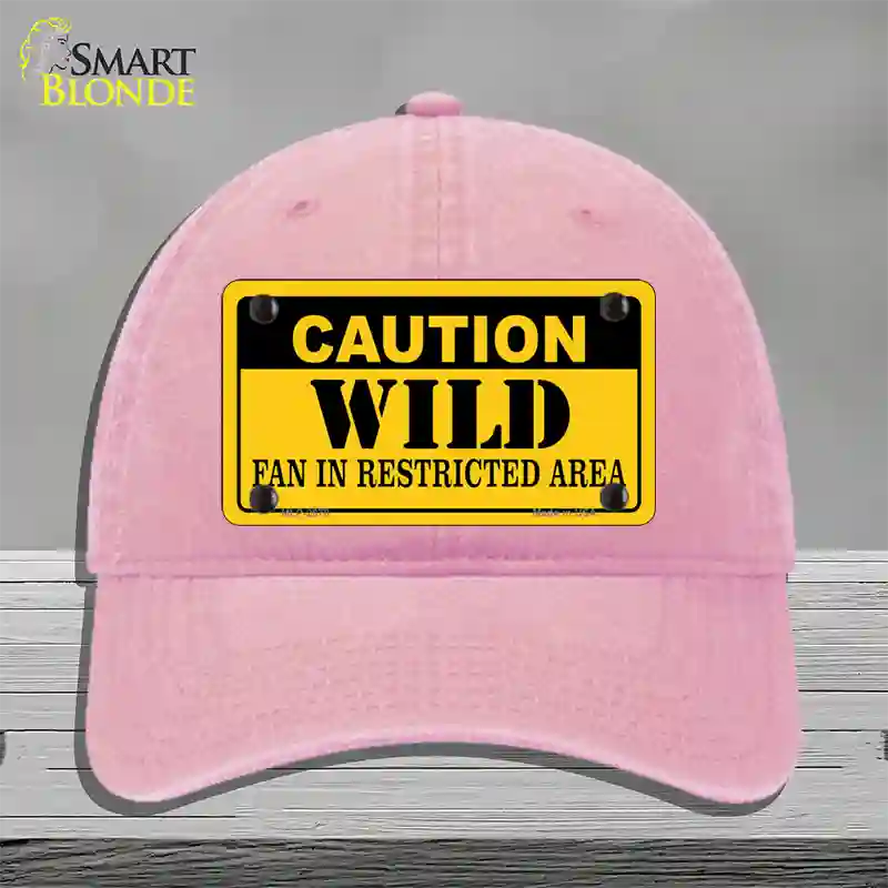 Caution Wild Novelty License Plate Hat Unconstructed Cotton / Pink