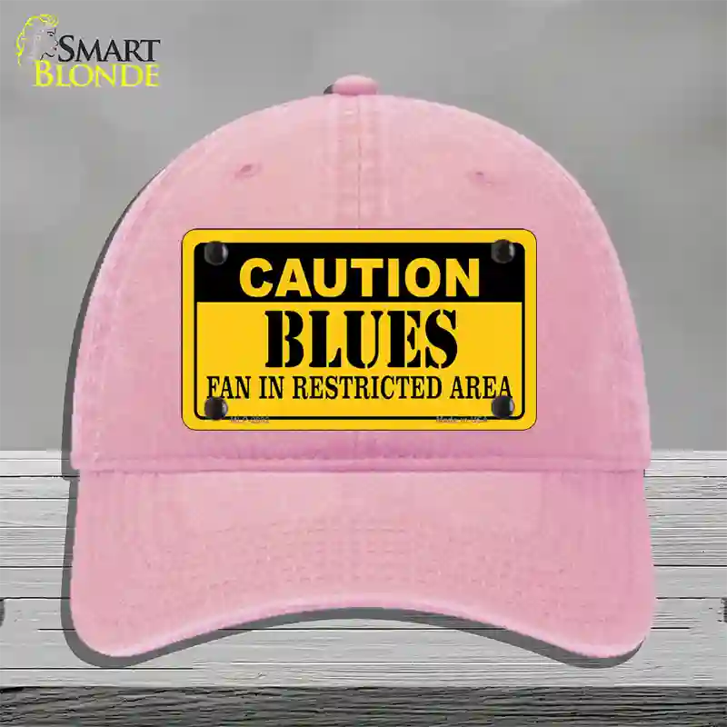 Caution Blues Novelty License Plate Hat Unconstructed Cotton / Pink