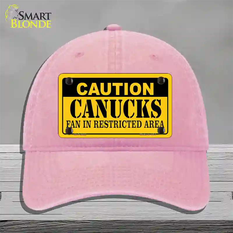 Caution Canucks Novelty License Plate Hat Unconstructed Cotton / Pink