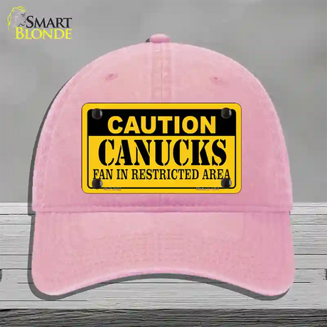 Caution Canucks Novelty License Plate Hat Unconstructed Cotton / Pink