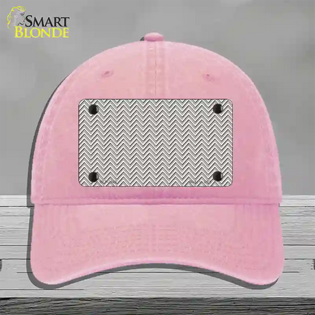 Grey White Chevron Novelty License Plate Hat Unconstructed Cotton / Pink