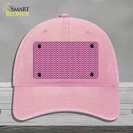 Pink White Chevron Novelty License Plate Hat Unconstructed Cotton / Pink