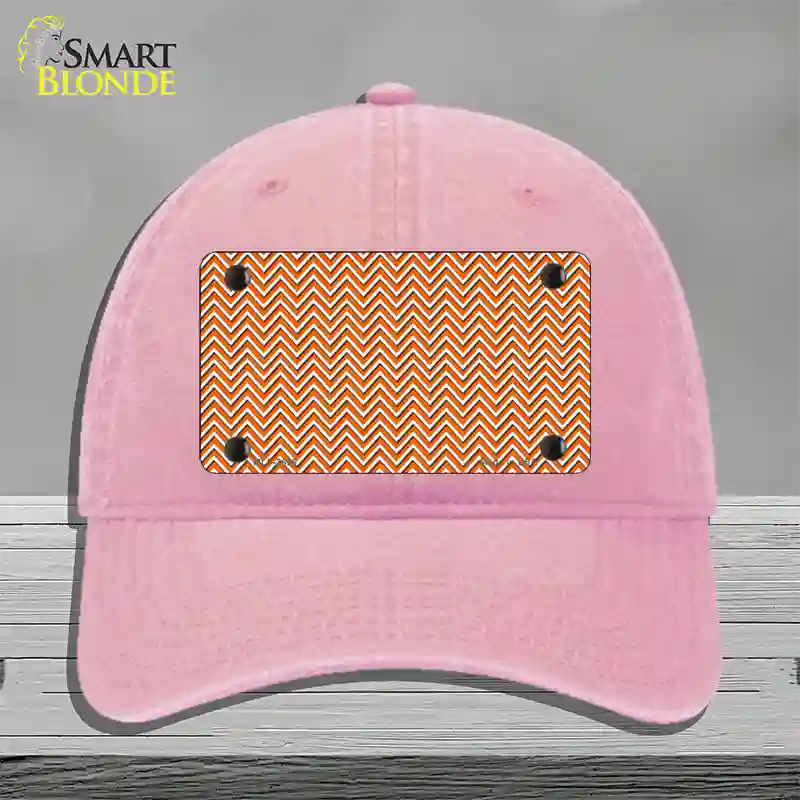 Orange White Chevron Novelty License Plate Hat Unconstructed Cotton / Pink