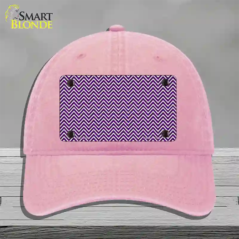 Purple White Chevron Novelty License Plate Hat Unconstructed Cotton / Pink