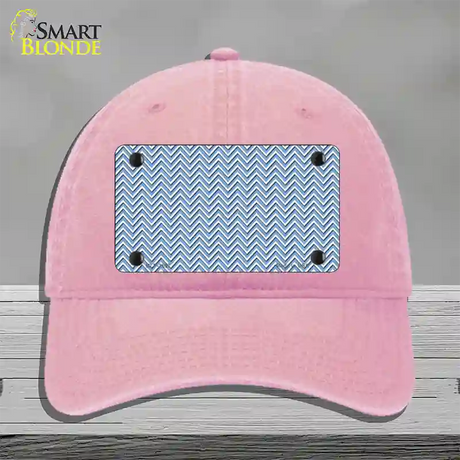 Light Blue White Chevron Novelty License Plate Hat Unconstructed Cotton / Pink