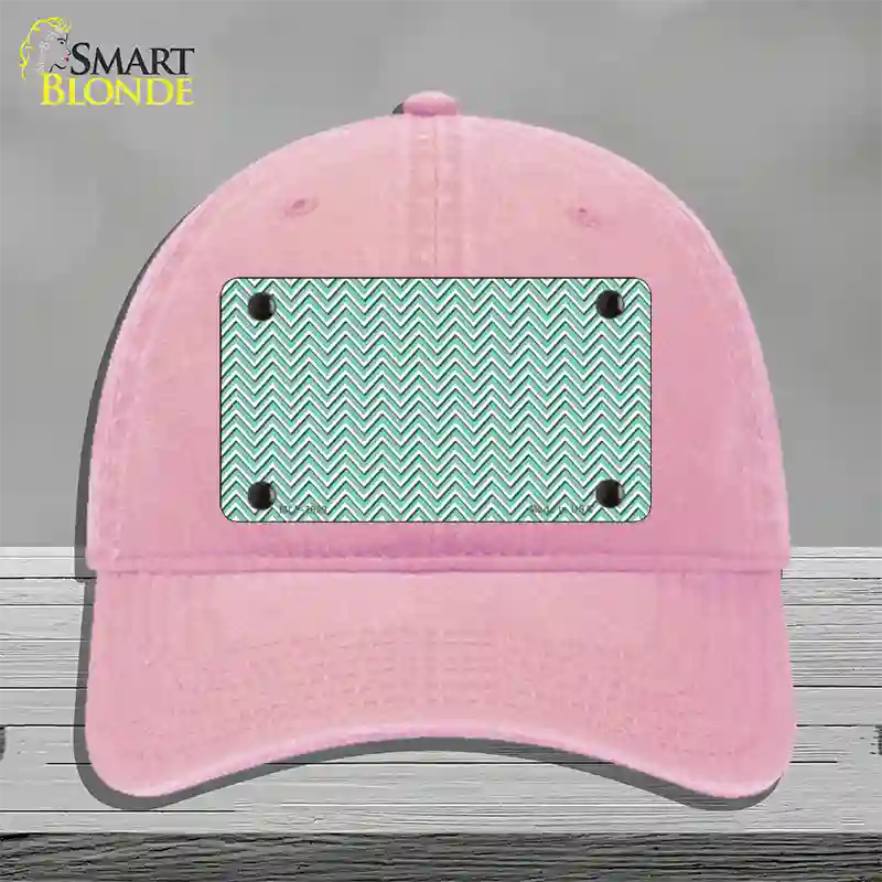 Mint White Chevron Novelty License Plate Hat Unconstructed Cotton / Pink