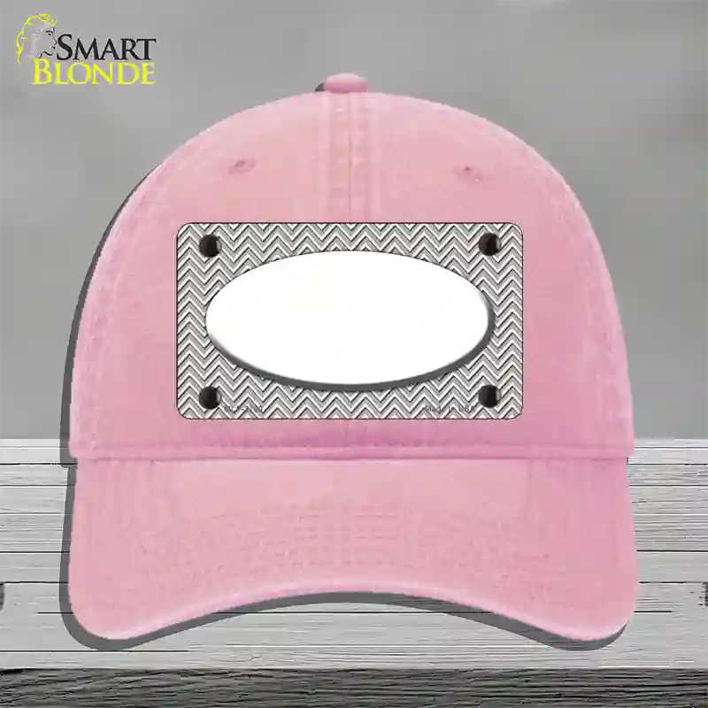 Grey White Chevon White Oval Novelty License Plate Hat Unconstructed Cotton / Pink