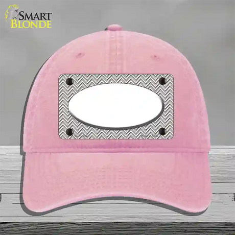 Grey White Chevon White Oval Novelty License Plate Hat Unconstructed Cotton / Pink