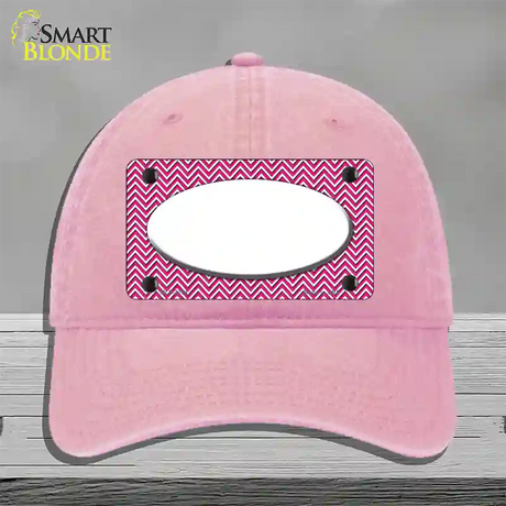 Pink White Chevon White Center Oval Novelty License Plate Hat Unconstructed Cotton / Pink