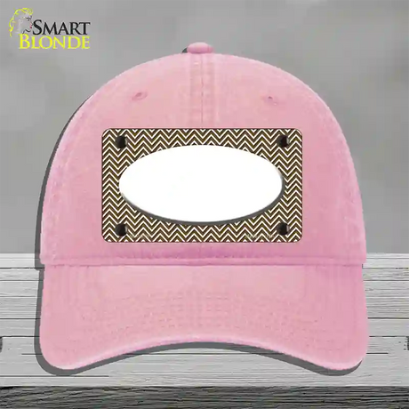 Brown White Chevon White Center Oval Novelty License Plate Hat Unconstructed Cotton / Pink