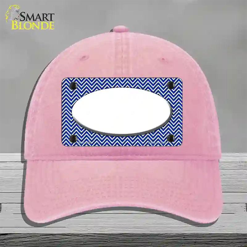 Blue White Chevon White Center Oval Novelty License Plate Hat Unconstructed Cotton / Pink