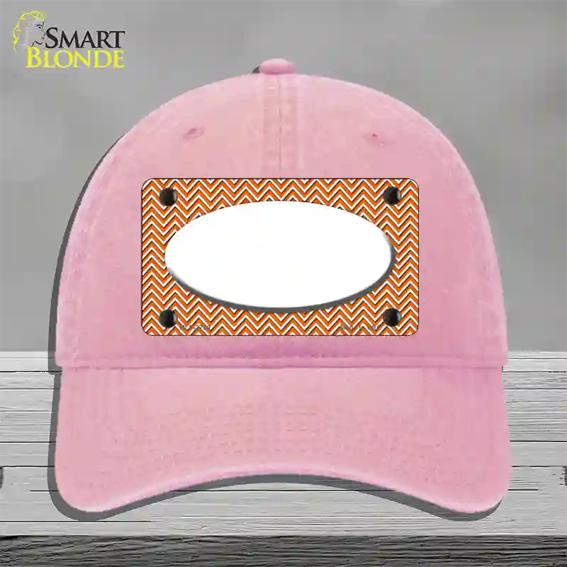 Orange White Chevon White Center Oval Novelty License Plate Hat Unconstructed Cotton / Pink