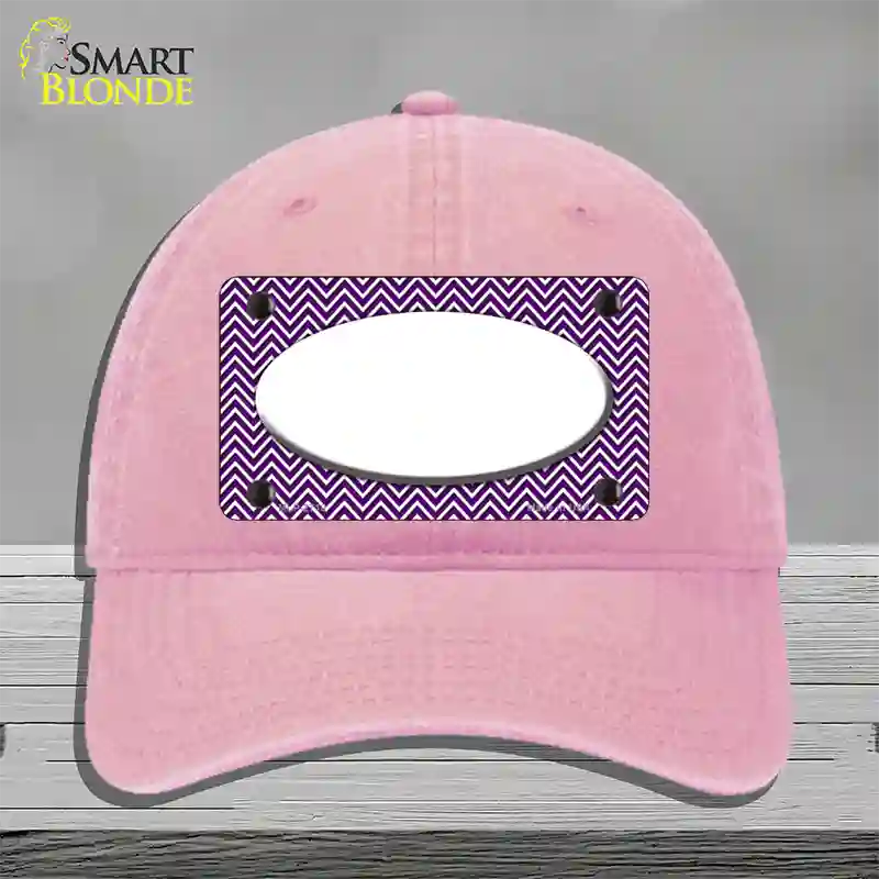 Purple White Chevon White Center Oval Novelty License Plate Hat Unconstructed Cotton / Pink