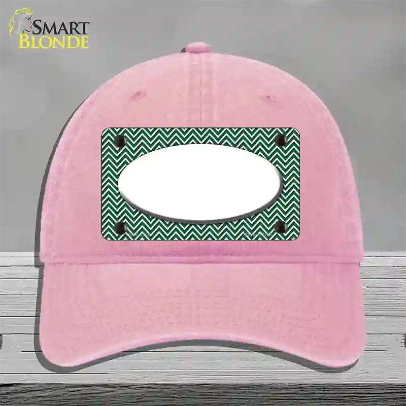 Green White Chevon White Center Oval Novelty License Plate Hat Unconstructed Cotton / Pink