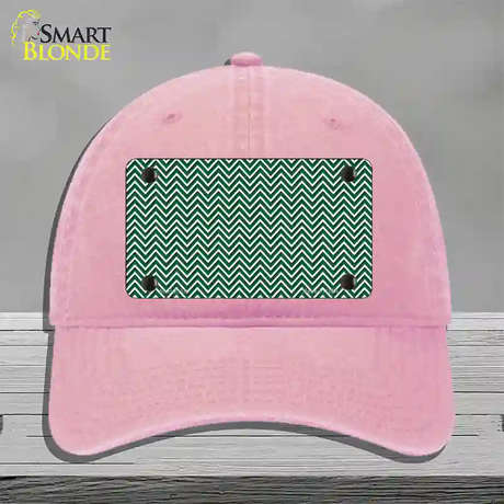 Green White Chevron Novelty License Plate Hat Unconstructed Cotton / Pink