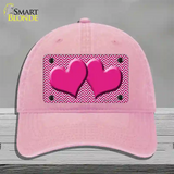 Pink White Chevron Pink Center Hearts Novelty License Plate Hat Unconstructed Cotton / Pink