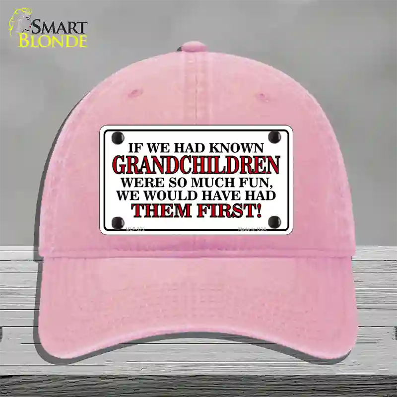 Grandchildren First Novelty License Plate Hat Unconstructed Cotton / Pink