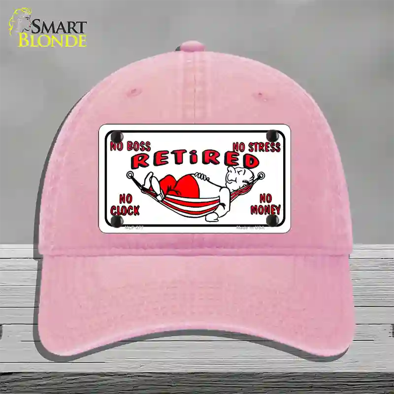 Retired With Hammock Novelty License Plate Hat Unconstructed Cotton / Pink