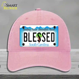 Blessed South Carolina Blue Novelty License Plate Hat Unconstructed Cotton / Pink