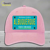 Albuquerque New Mexico Teal Novelty License Plate Hat Unconstructed Cotton / Pink