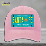 Santa Fe New Mexico Teal Novelty License Plate Hat Unconstructed Cotton / Pink