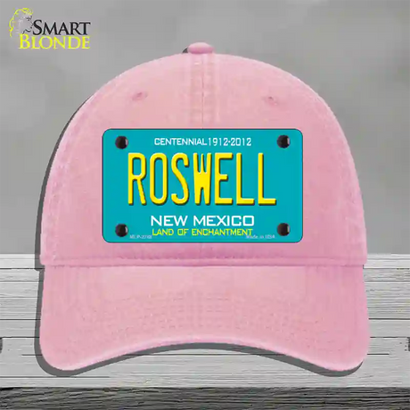 Roswell New Mexico Teal Novelty License Plate Hat Unconstructed Cotton / Pink