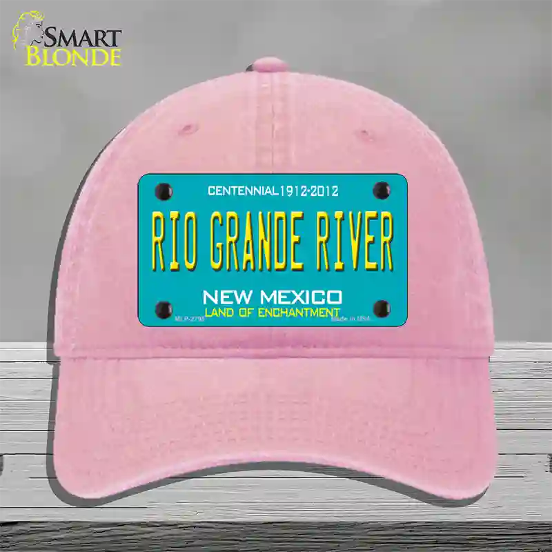 Rio Grande River New Mexico Teal Novelty License Plate Hat Unconstructed Cotton / Pink