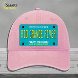 Rio Grande River New Mexico Teal Novelty License Plate Hat Unconstructed Cotton / Pink