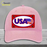 USA American Flag Vanity Novelty License Plate Hat Unconstructed Cotton / Pink