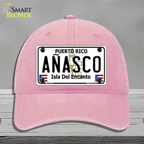 Anasco Puerto Rico Novelty License Plate Hat Unconstructed Cotton / Pink