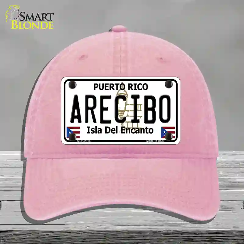 Arecibo Puerto Rico Novelty License Plate Hat Unconstructed Cotton / Pink