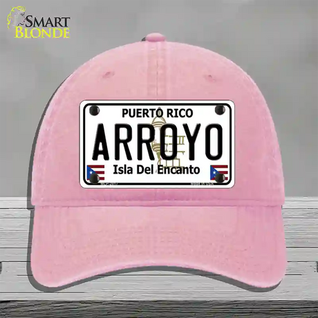 Arroyo Puerto Rico Novelty License Plate Hat Unconstructed Cotton / Pink