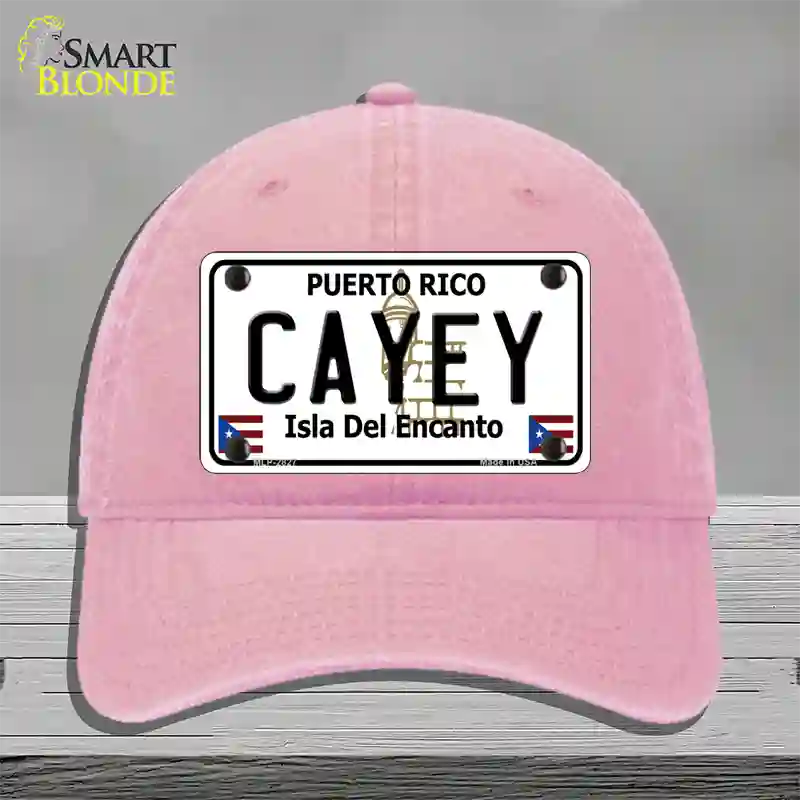 Cayey Puerto Rico Novelty License Plate Hat Unconstructed Cotton / Pink