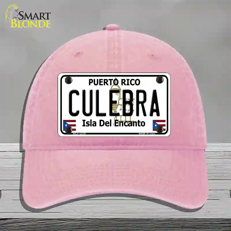 Culebra Novelty License Plate Hat Unconstructed Cotton / Pink