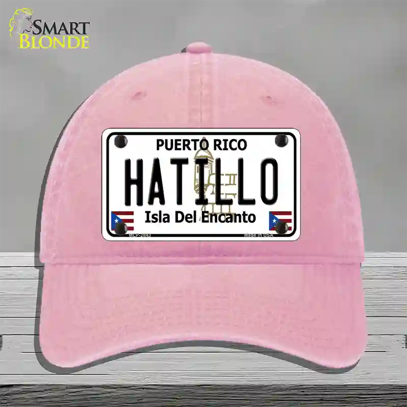 Hatillo Puerto Rico Novelty License Plate Hat Unconstructed Cotton / Pink