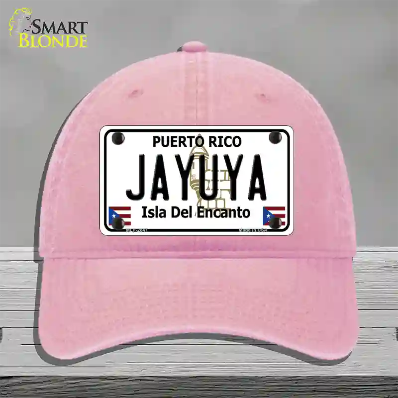 Jayuya Puerto Rico Novelty License Plate Hat Unconstructed Cotton / Pink