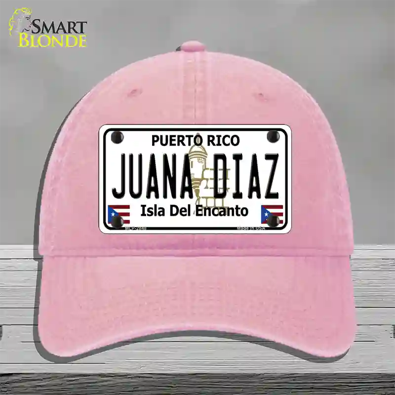 Juana Diaz Puerto Rico Novelty License Plate Hat Unconstructed Cotton / Pink