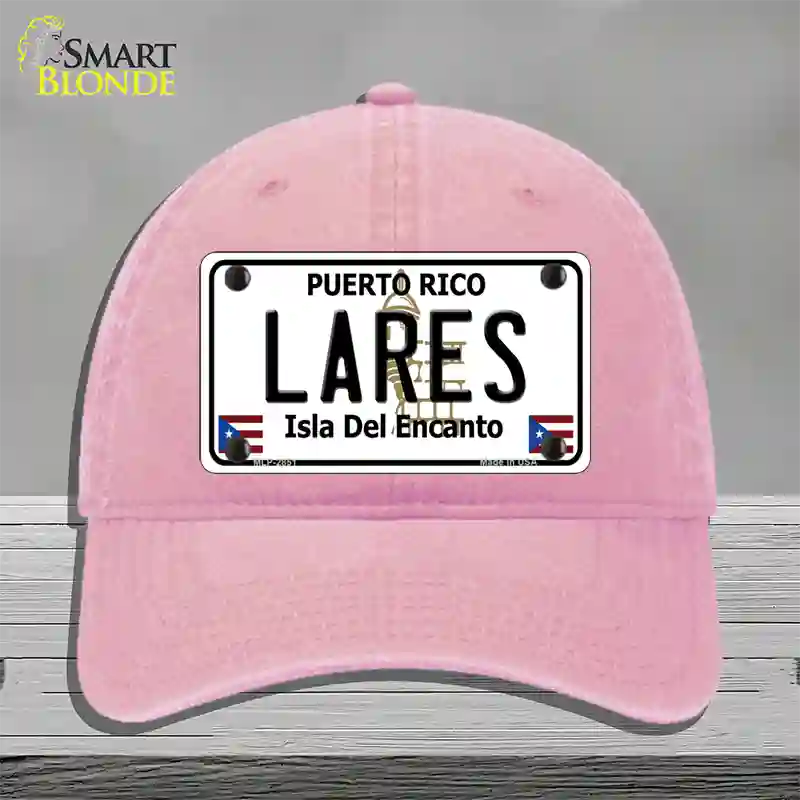 Lares Puerto Rico Novelty License Plate Hat Unconstructed Cotton / Pink