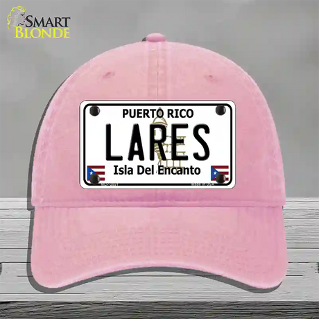 Lares Puerto Rico Novelty License Plate Hat Unconstructed Cotton / Pink