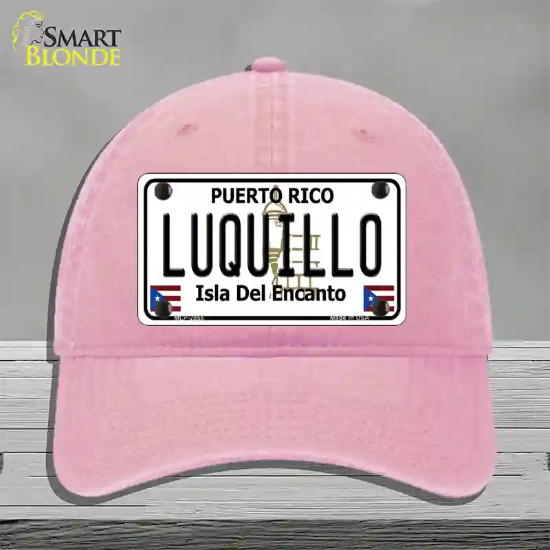 Luquillo Puerto Rico Novelt Novelty License Plate Hat Unconstructed Cotton / Pink