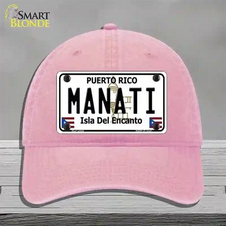 Manati Puerto Rico Novelty License Plate Hat Unconstructed Cotton / Pink