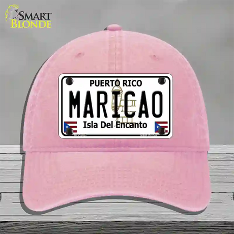 Maricao Puerto Rico Novelty License Plate Hat Unconstructed Cotton / Pink