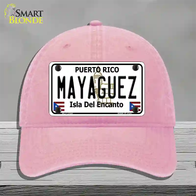 Mayaguez Puerto Rico Novelty License Plate Hat Unconstructed Cotton / Pink