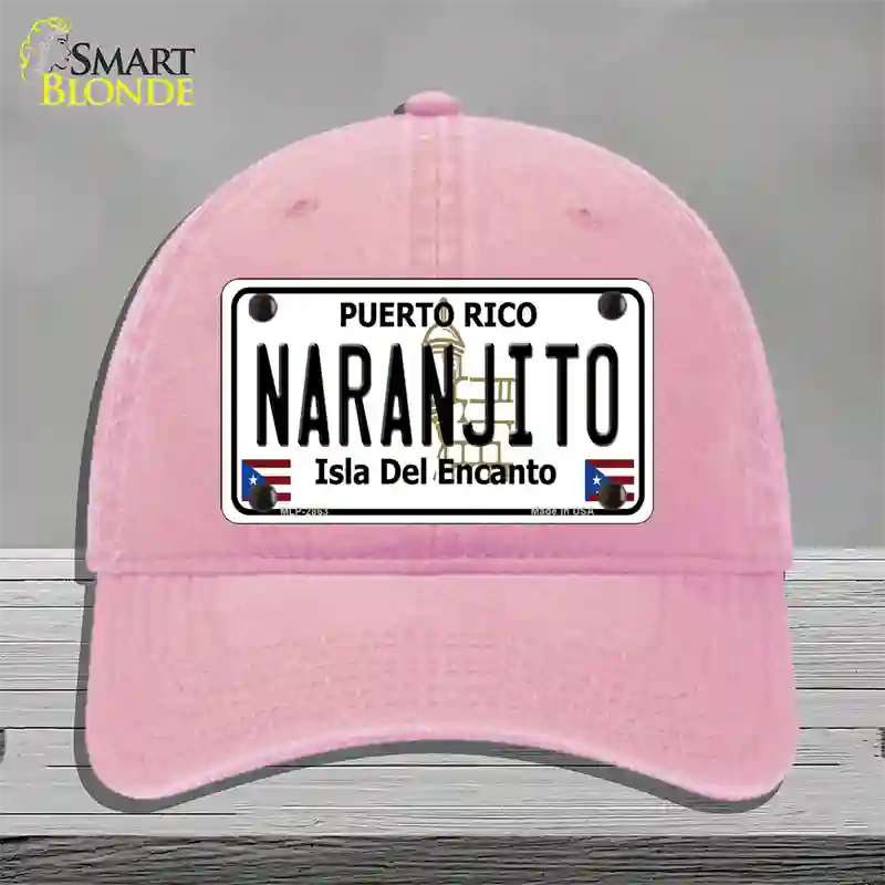 Naranjito Puerto Rico Novelty License Plate Hat Unconstructed Cotton / Pink